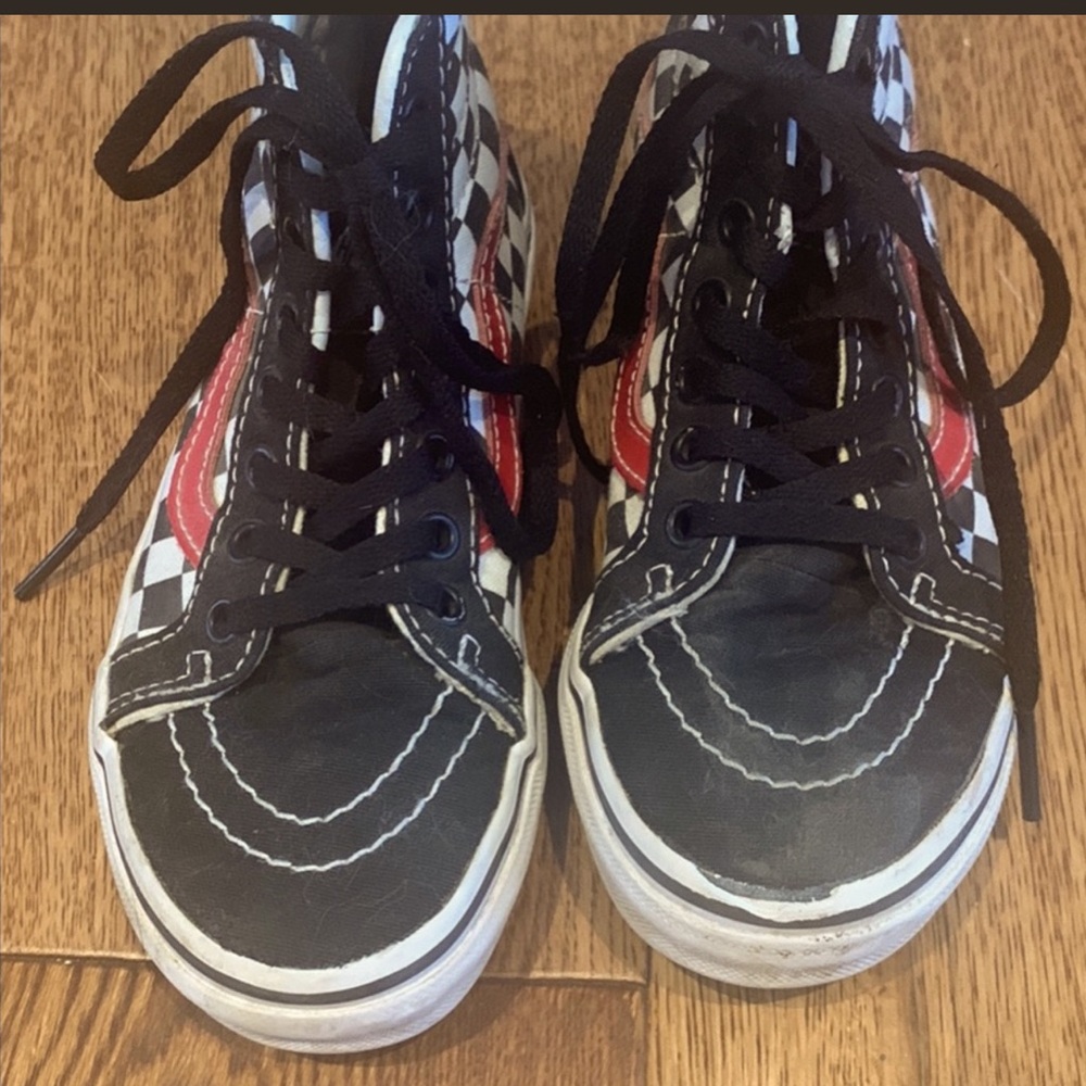 Kids size 13 vans high top checkerboard zip back excellent used condition